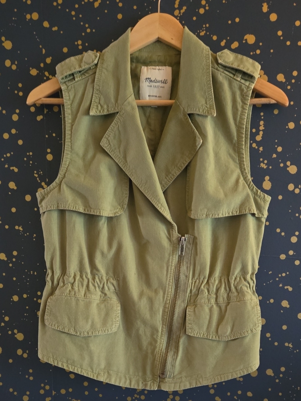 Madewell Cropped Utility Vest Asymmetric Zip Front Peplum Style XS